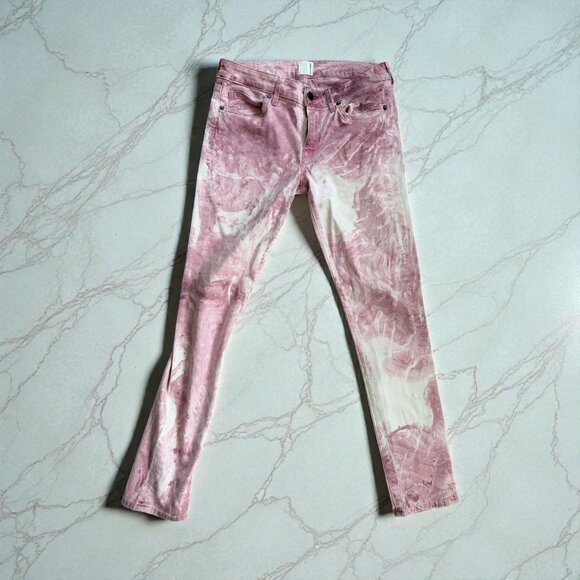 FLYING MONKEY Red White Swirl Dyed Denim Skinny Jeans Size 29 - Picture 2 of 9